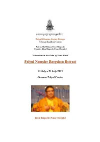 Dzogchen Retreat 2013 EN