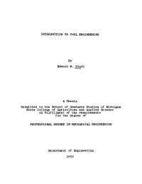 INTRODUCTION to TOOL ENGINEERING by Edward M