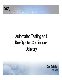 A T T Dt Ti D a T T Dt Ti D Automated Testing and Devops for Continuous