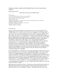 CARNAP and the RATIONAL RECONSTRUCTION of the LANGUAGE of PHYSICS William Demopoulos Dedicated to the Memory of Herbert Feigl