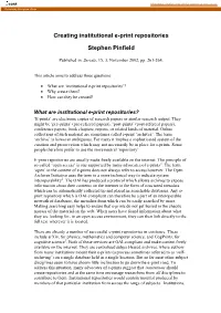 Creating Institutional E-Print Repositories Stephen Pinfield