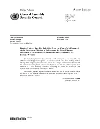 General Assembly Security Council Sixtieth Session Sixty-First Year Agenda Item 14 the Situation in the Middle East