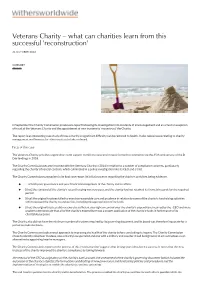 Veterans Charity – What Can Charities Learn from This Successful 'Reconstruction'