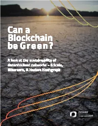 Can a Blockchain Be Green?