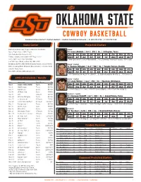 Game Center 2019-20 Schedule / Results Projected Starters Cowboy