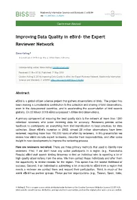 Improving Data Quality in Ebird- the Expert Reviewer Network