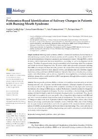 Proteomics-Based Identification of Salivary Changes in Patients With