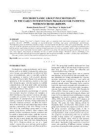Psychodynamic Group Psychoterapy in the Early Intervention Program for Patients with Psychosis
