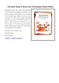 The Next Step in Drum Set Techniques Sheet Music