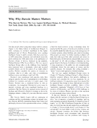 Why Why Darwin Matters Matters Why Darwin Matters: the Case Against Intelligent Design, by Michael Shermer