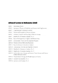 Advanced Lectures in Mathematics (ALM)