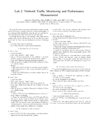 Lab 2: Network Traffic Monitoring and Performance Measurement