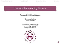 Lessons from Reading Clavius