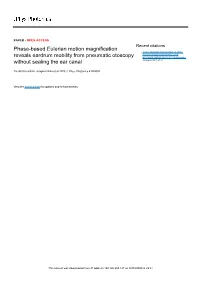 Phase-Based Eulerian Motion Magnification Reveals Eardrum
