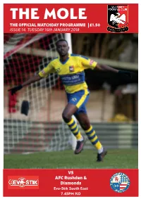 The Mole the Official Matchday Programme £1.50 Issue 14