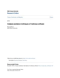 Analysis Avoidance Techniques of Malicious Software