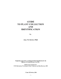 Guide to Plant Collection and Identification