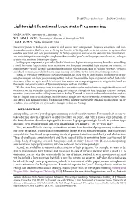 Lightweight Functional Logic Meta-Programming