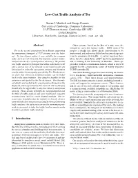 Low-Cost Traffic Analysis Of