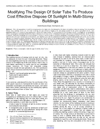 Modifying the Design of Solar Tube to Produce Cost Effective Dispose of Sunlight in Multi-Storey Buildings