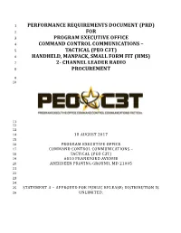 Performance Requirements Document