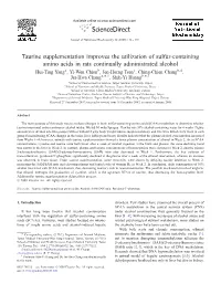 Taurine Supplementation Improves the Utilization of Sulfur