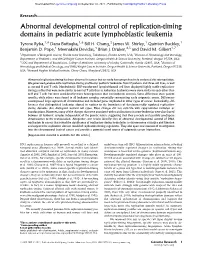 Abnormal Developmental Control of Replication-Timing Domains in Pediatric Acute Lymphoblastic Leukemia