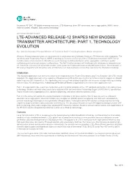 Lte-Advanced Release-12 Shapes New Enodeb Transmitter Architecture: Part 1, Technology Evolution