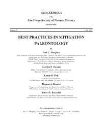 Murphey Et Al. 2019 Best Practices in Mitigation Paleontology