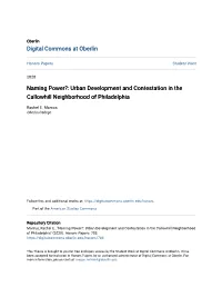 Naming Power?: Urban Development and Contestation in the Callowhill Neighborhood of Philadelphia