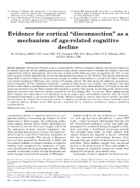 Evidence for Cortical “Disconnection” As a Mechanism of Age-Related Cognitive Decline