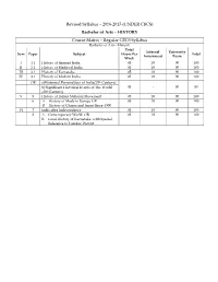 HISTORY Course Matrix – Regular CBCS Syllabus