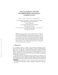 Overview of Erisk at CLEF 2019 Early Risk Prediction on the Internet (Extended Overview)