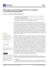 Physiological and Psychological Effects of Treadmill Overtraining Implementation