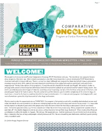 Purdue Comparative Oncology Program Newsletter
