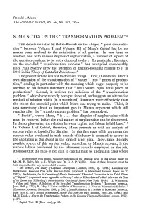 Some Notes on the "Transformation Problem"'