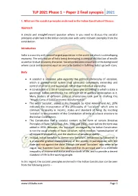 TLP 2021 Phase 1 – Paper 2 Final Synopsis 2021