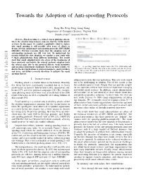 Towards the Adoption of Anti-Spoofing Protocols