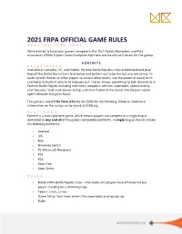 2021 Frpa Official Game Rules Updated June 2021