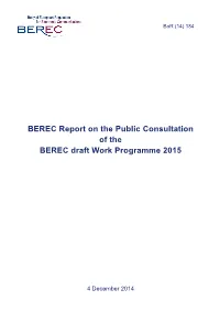 BEREC Report on the Public Consultation of the BEREC Draft Work Programme 2015