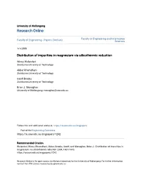 Distribution of Impurities in Magnesium Via Silicothermic Reduction