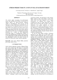 Stress Predictors in a Papuan Malay Random Forest
