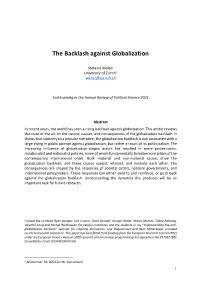 The Backlash Against Globalization