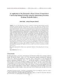An Application of the Markowitz's Mean-Variance Framework in Constructing Optimal Portfolios Using the Johannesburg Securities