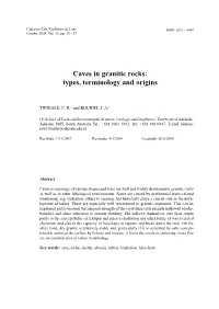 Caves in Granitic Rocks: Types, Terminology and Origins