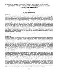Managing Floods in Pakistan: from Structural to Non- Structural Measures