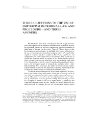 Three Objections to the Use of Empiricism in Criminal Law and Procedure—And Three Answers