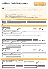Additional Cardholder(S) Request Form