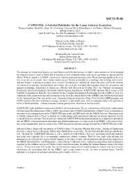 CAPSTONE: a Cubesat Pathfinder for the Lunar Gateway Ecosystem