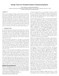 Design Tools for Oscillator-Based Computing Systems